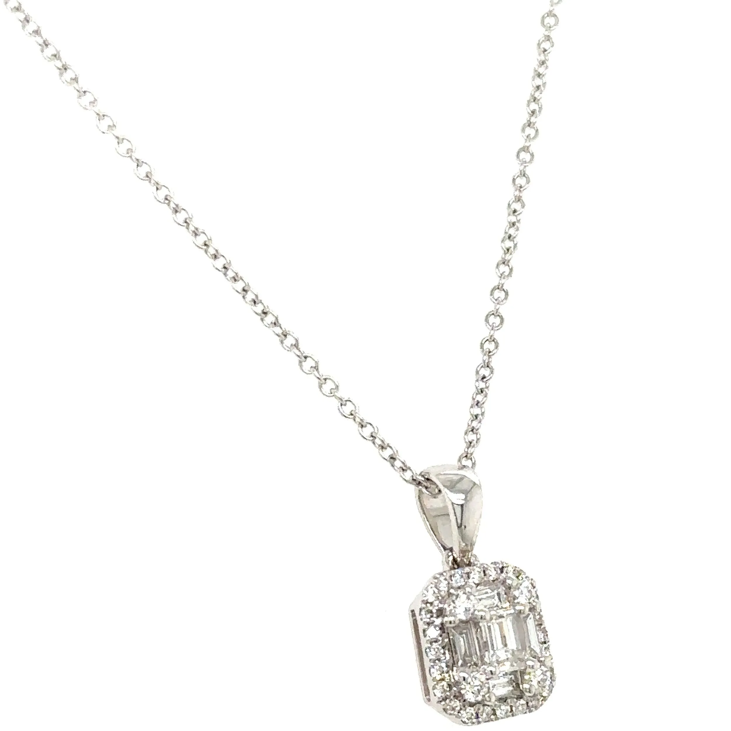 0.34ct tw Diamond Invisible-set Emerald Cut Statement Pendant Necklace