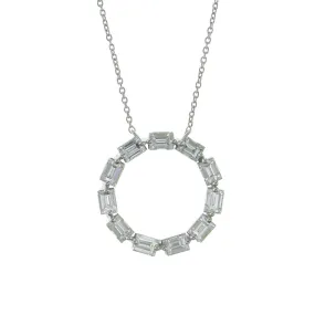 0.99ct tw Diamond Emerald-cut Circle of Life Pendant Necklace