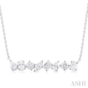 1 1/10 ctw Scatter Multi Cut Diamond Fashion Necklace in 14K White Gold