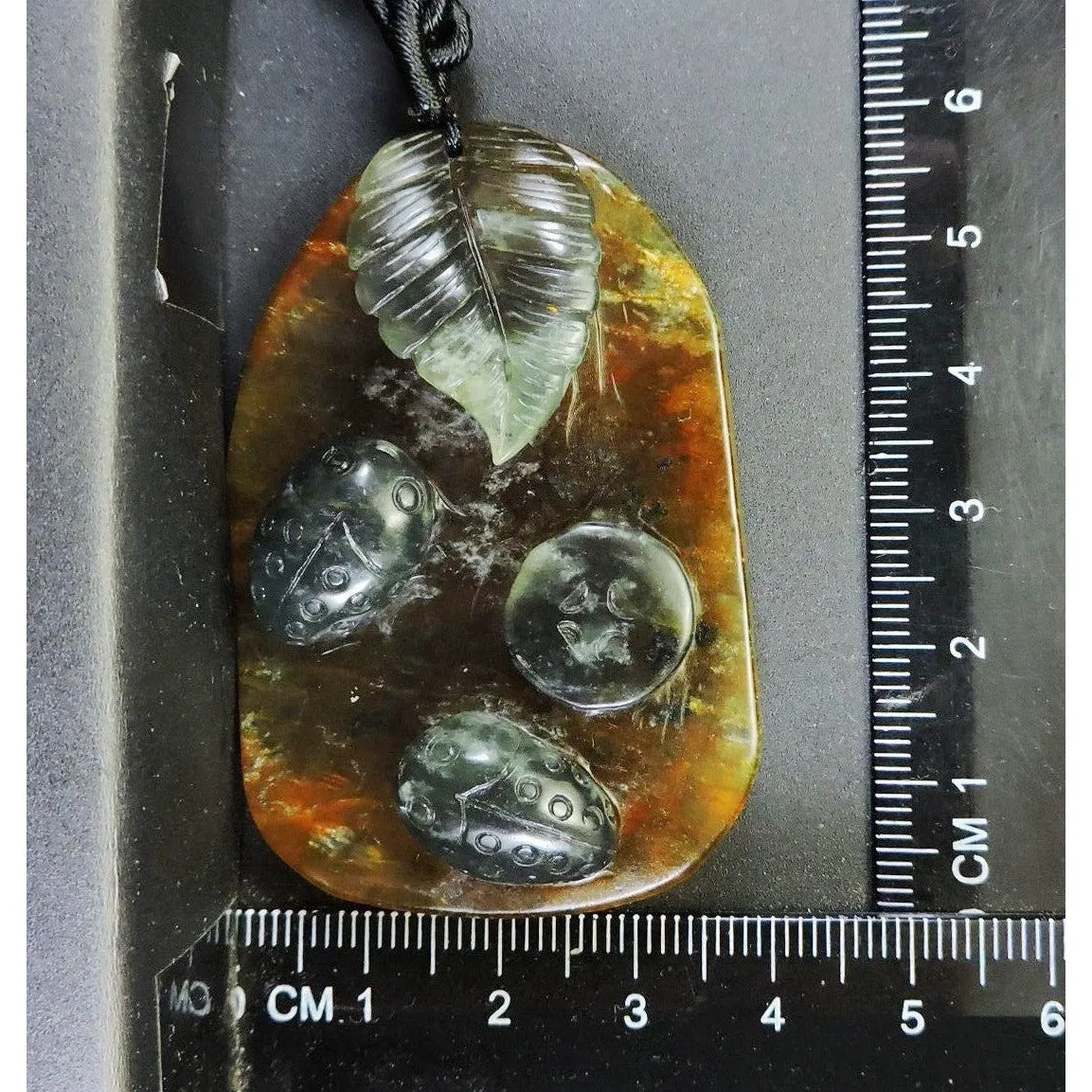 100% Natural Hand-Carved Jade Pendant Jadeite Necklace Beetle & Leaf & Coin