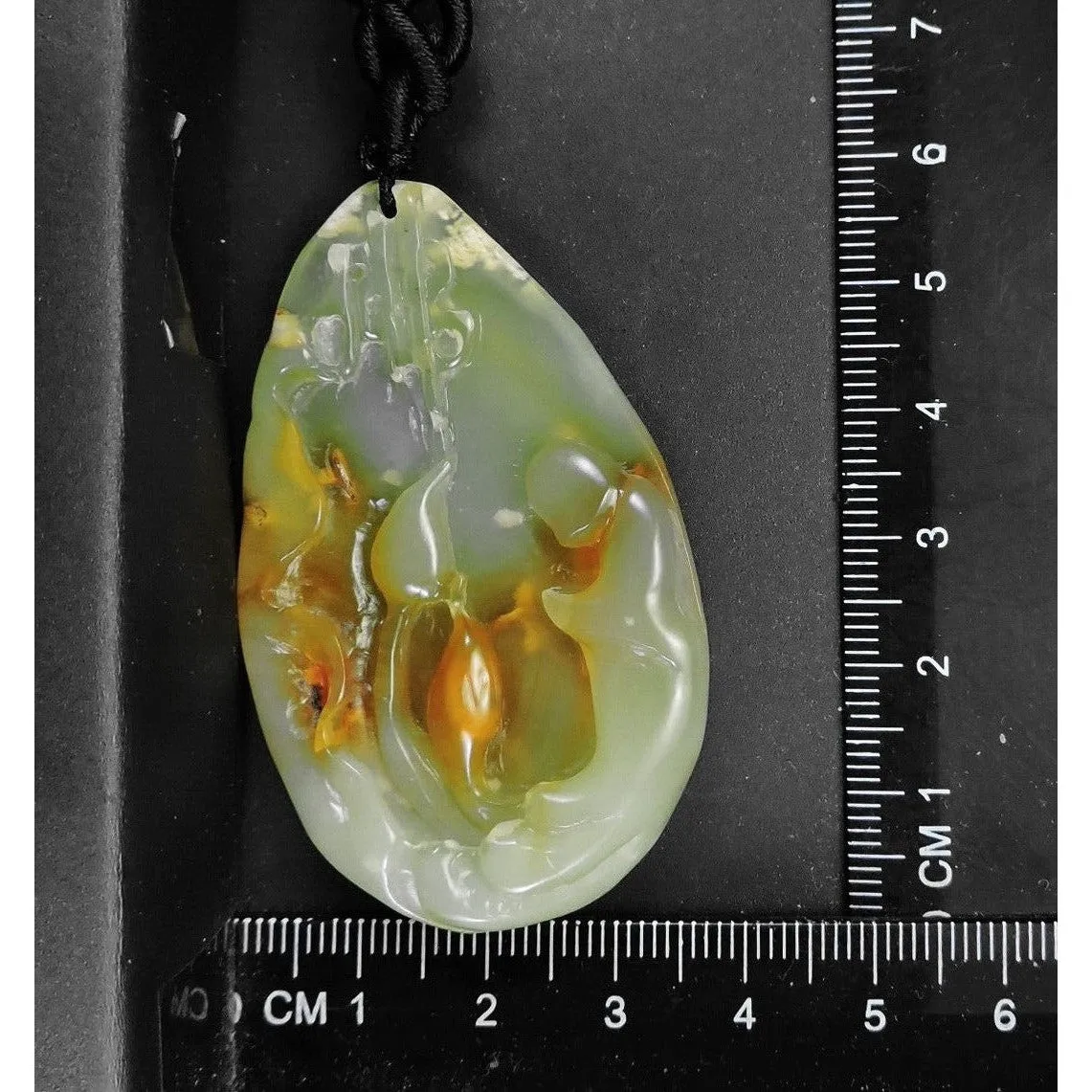 100% Natural Hand-Carved Jade Pendant Jadeite Necklace Buddha & Lotus