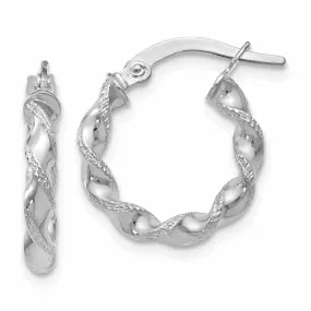 10kt White Gold Twisted Hinged Hoop Earrings