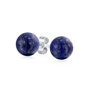 10MM Natural Gemstone Drop Ball Earrings  Sterling Silver - Birthstone Variety