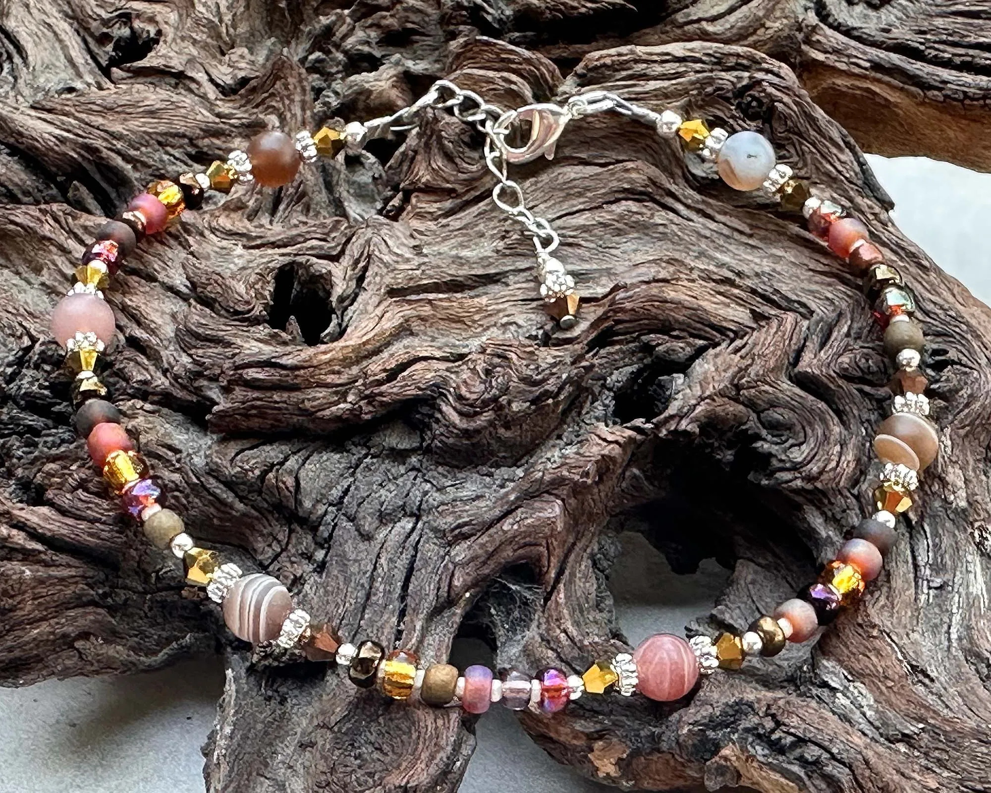 10" Chestnut Agate Gemstone Beaded Anklet