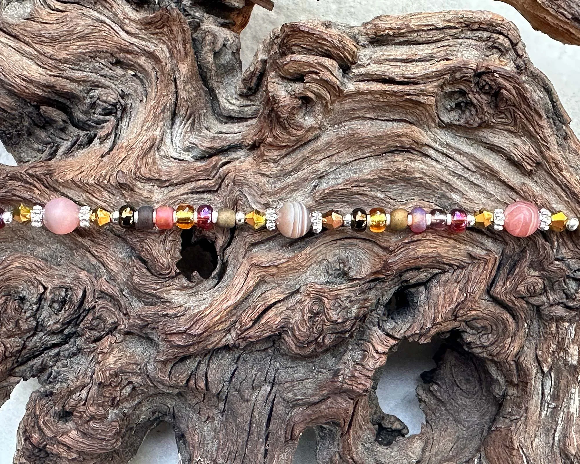 10" Chestnut Agate Gemstone Beaded Anklet