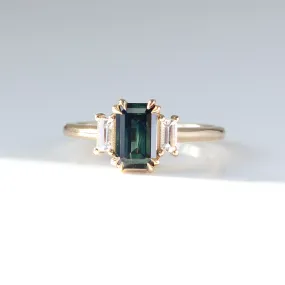 1.37ct Emerald Cut Green Sapphire Ring