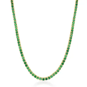 14k Gold & Green Emerald Tennis Necklace - 11.00ct