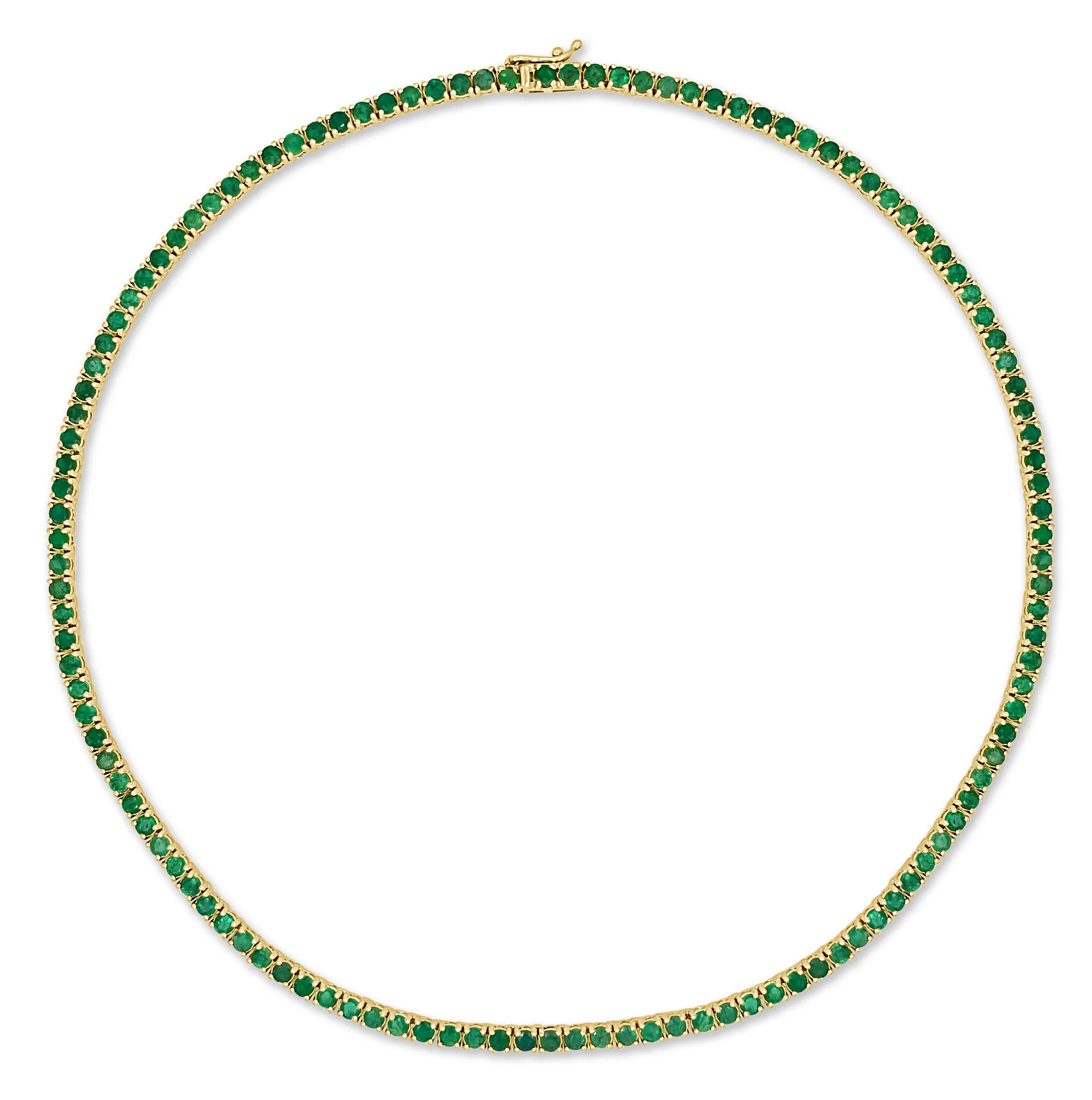 14k Gold & Green Emerald Tennis Necklace - 11.00ct