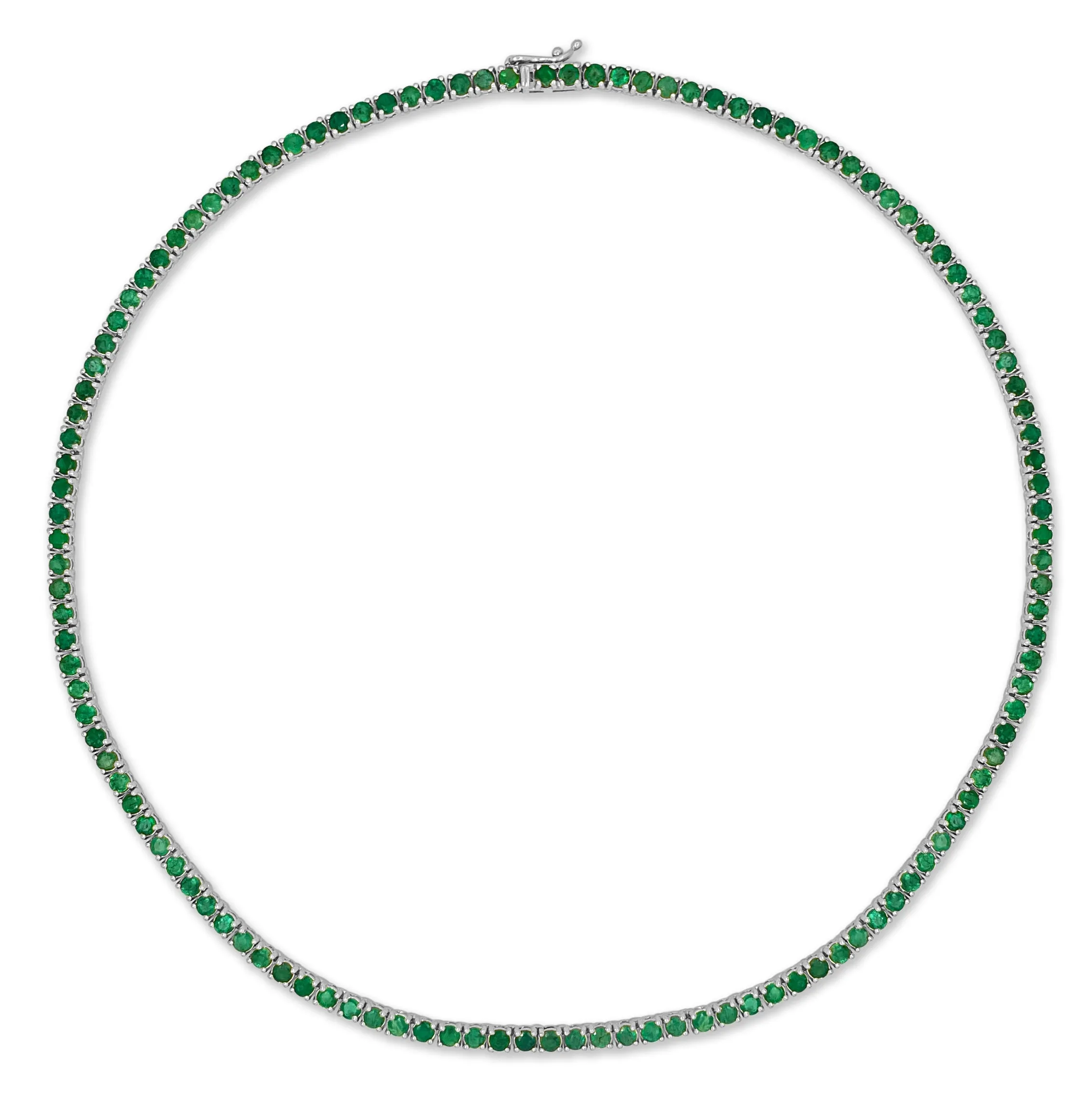 14k Gold & Green Emerald Tennis Necklace - 11.00ct