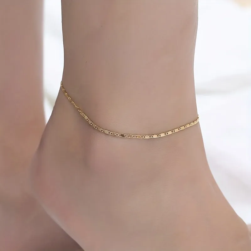 14K Gold Plated Delicate Chain Anklet for Women