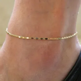 14K Gold Plated Delicate Chain Anklet for Women