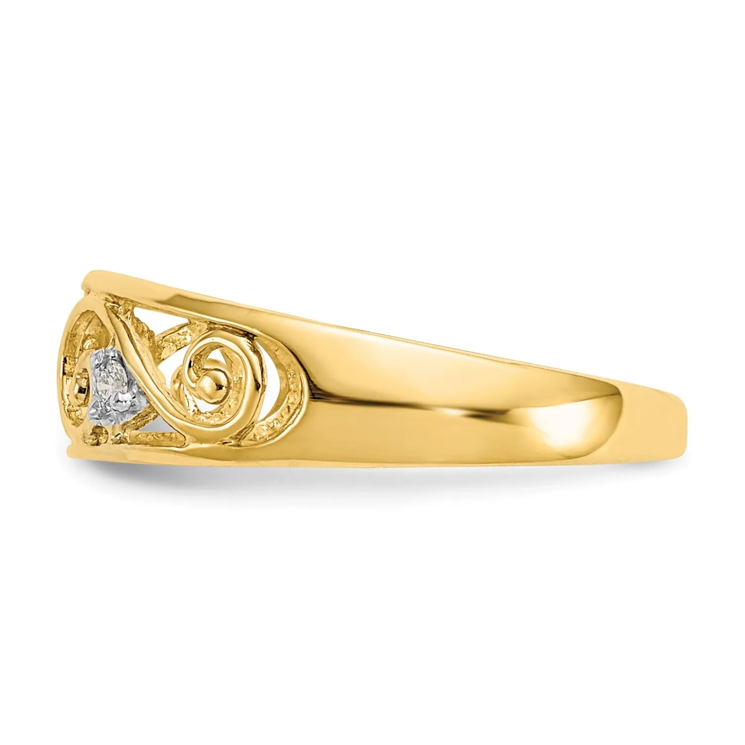 14k Real Yellow Gold Filigree Diamond Stones Toe Ring