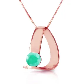 14K Solid Rose Gold Modern Necklace w/ Natural Emerald