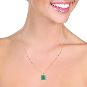 14K. SOLID YELLOW GOLD NECKLACE WITH OCTAGON NATURAL EMERALD