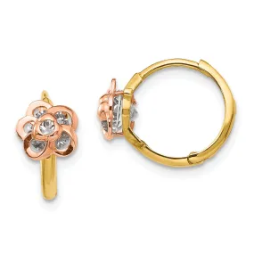 14k Two-tone Gold Flower Earrings