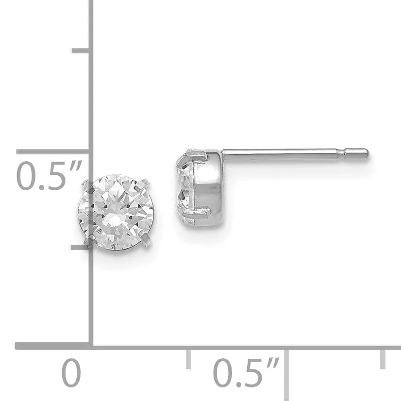 14k White Gold C.Z Stud 5.0mm Earrings