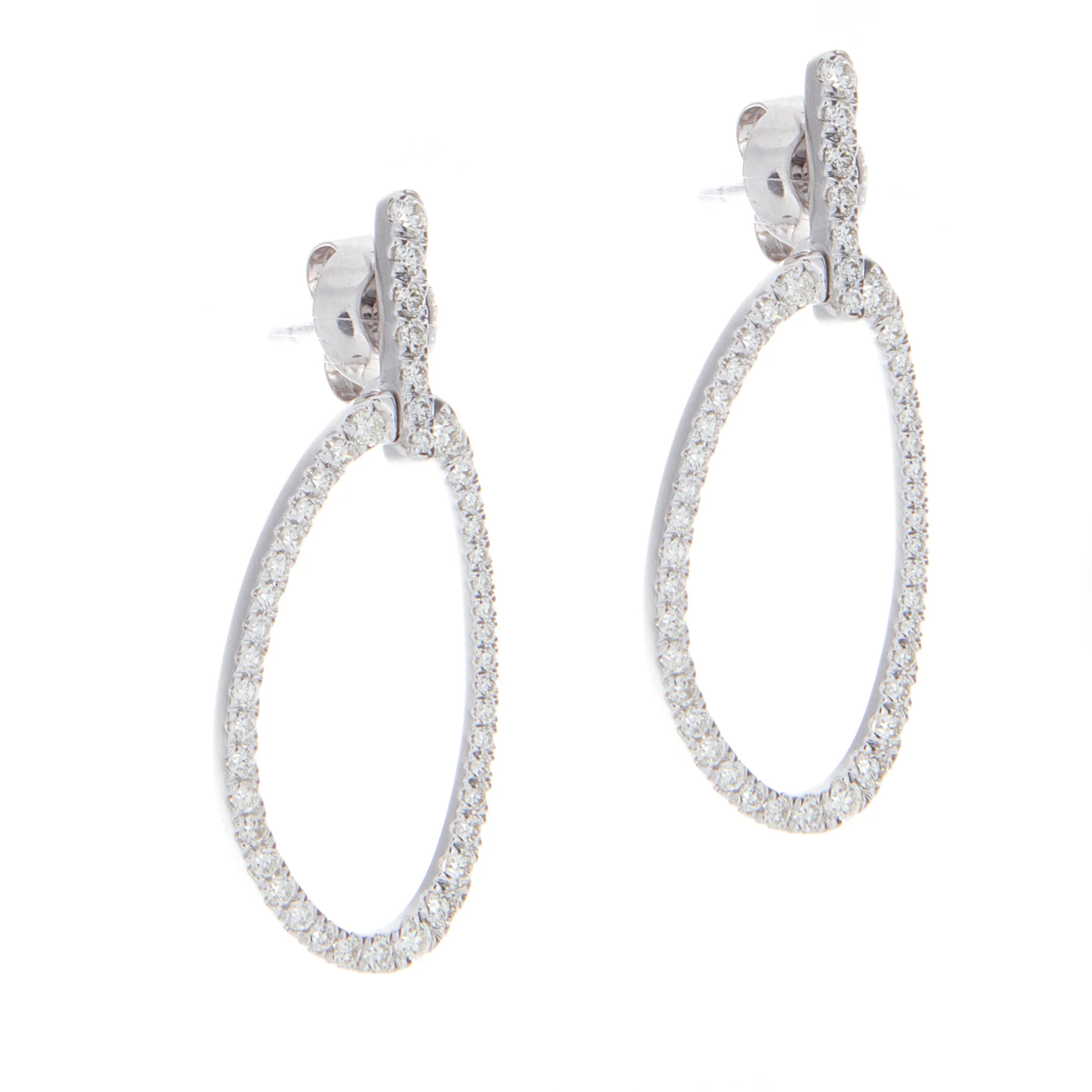 14k White Gold Diamond Drop Earrings