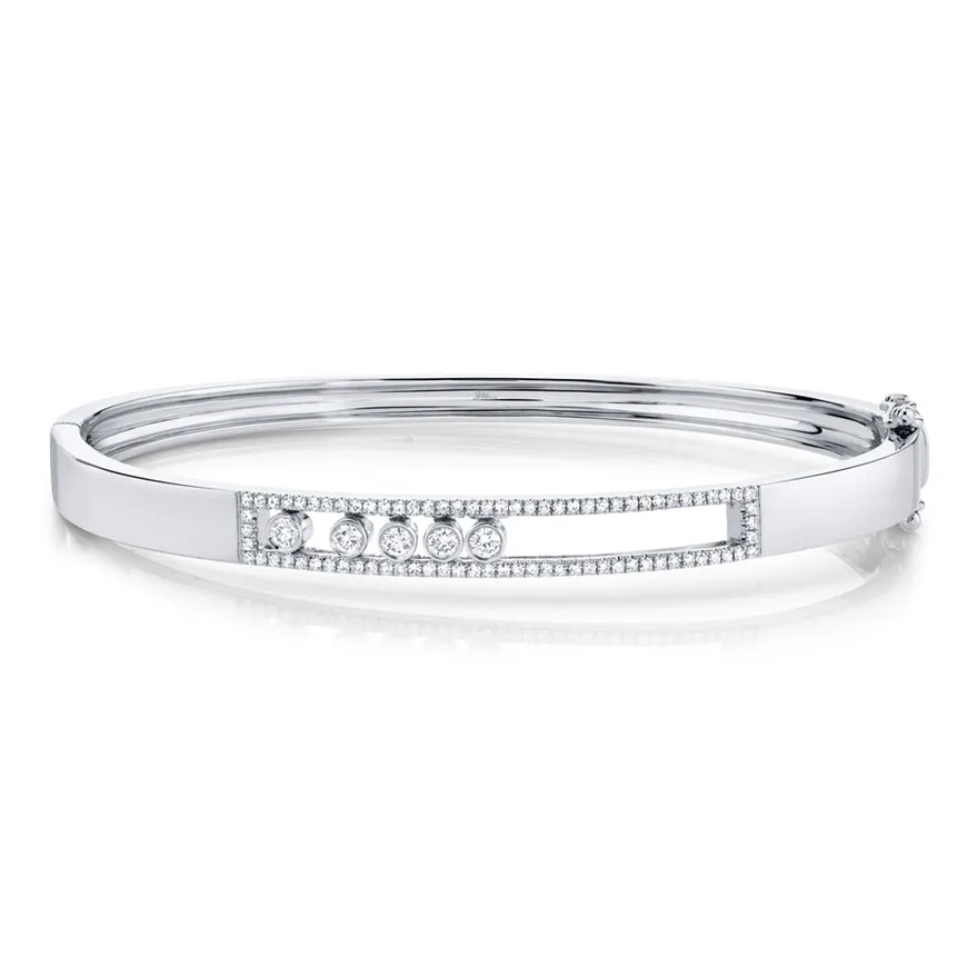 14K White Gold Diamond Slider Bangle