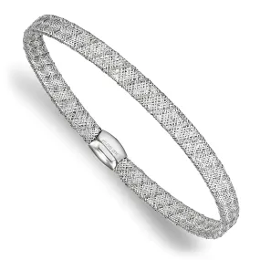 14k White Gold Fancy Stretch Bangle Bracelet