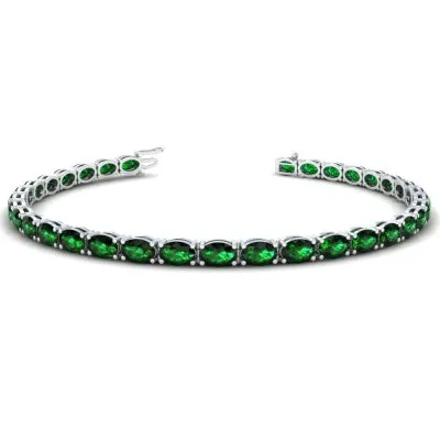 14K White Gold Oval Emerald Bracelet (6.80ctw)