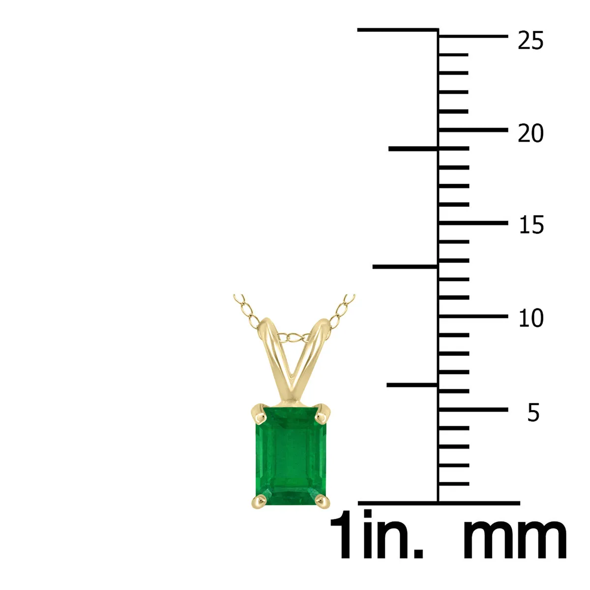 14K Yellow Gold 5X3Mm Emerald Shaped Emerald Pendant