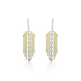 14K Yellow Gold and Diamond Chain Earrings