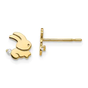 14k Yellow Gold Madi K C.Z Children's Bunny Post Earrings