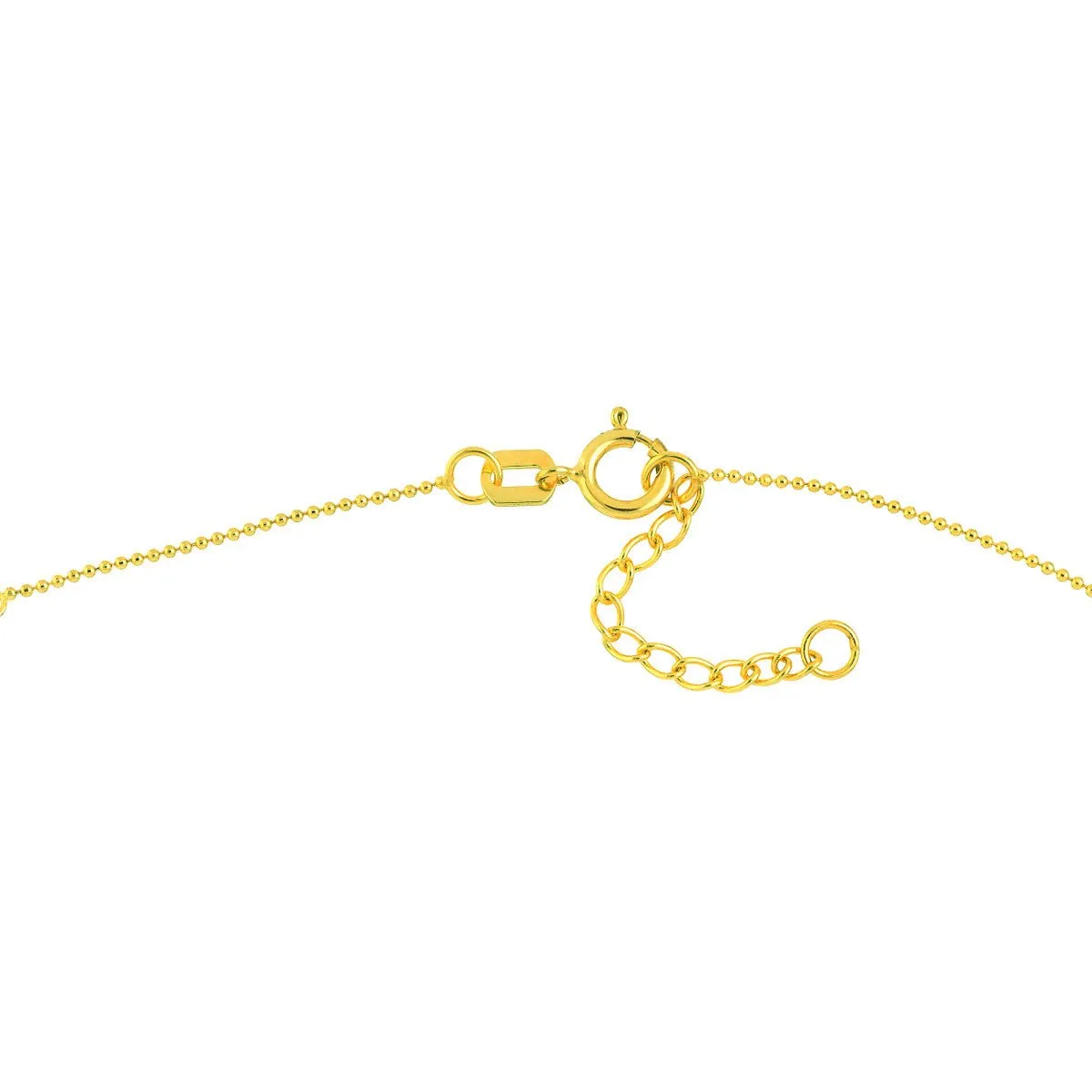 14K Yellow Gold Mini Bead and Twist Adjustable Anklet