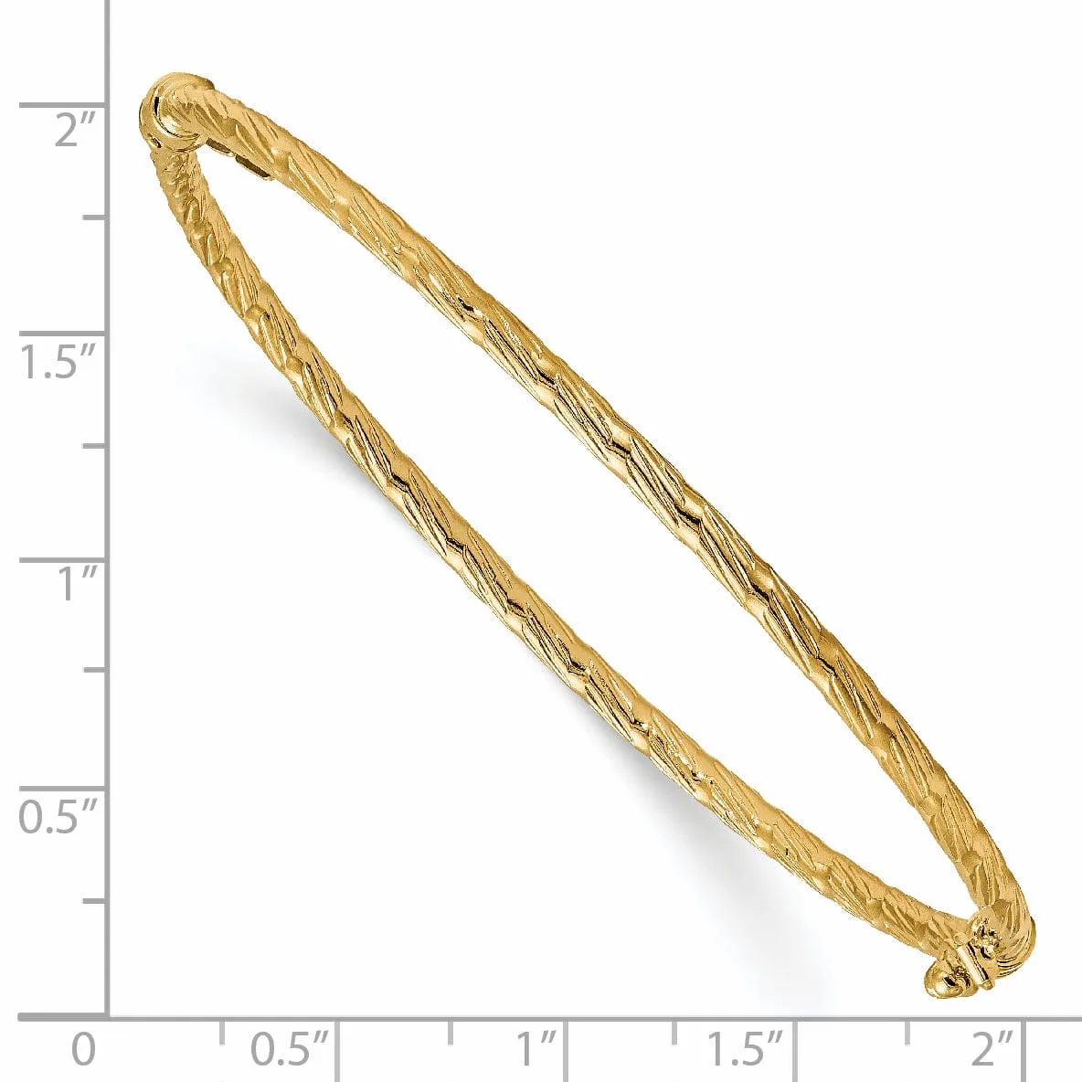 14k Yellow Gold Polished Textured Hinged Bangle