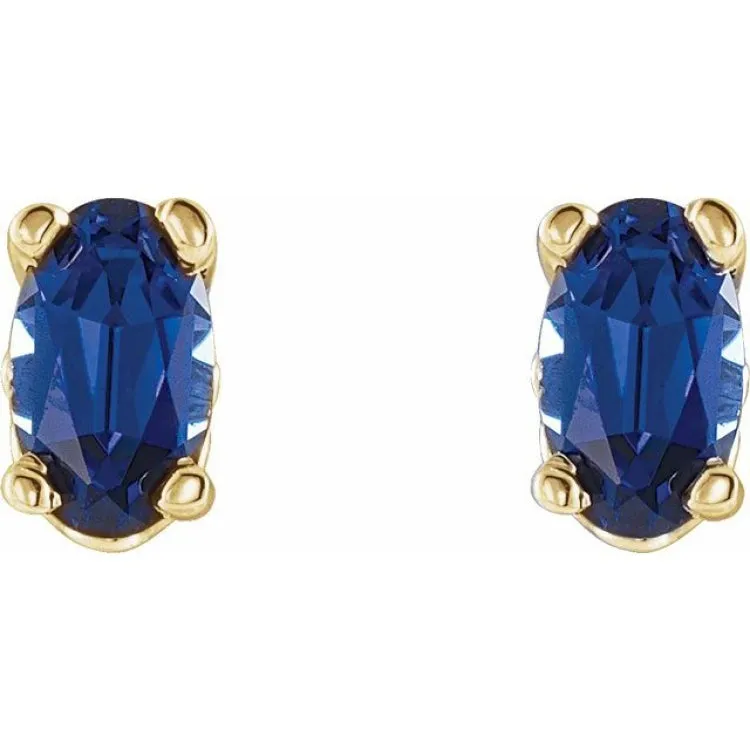 14K Yellow Lab-Grown Blue Sapphire Earrings