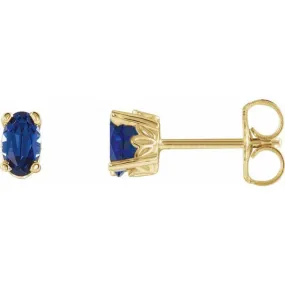 14K Yellow Lab-Grown Blue Sapphire Earrings