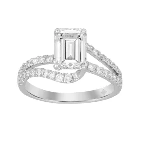 14KW 2.00ctTW Emerald-Cut F-G/VS2-SI1 Lab-Grown Diamond Engagement Ring