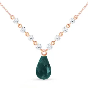 15.6 Carat 14K Solid Rose Gold Necklace Diamond Emerald