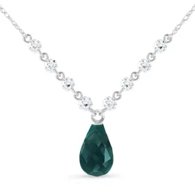 15.6 Carat 14K Solid White Gold Necklace Diamond Emerald