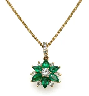 1.60ct tw Green Emerald and Diamond Pendant Necklace