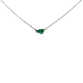 1870 Collection 10k White Gold Mini Pear Emerald Necklace