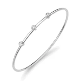 18ct White Gold 3 Stone Diamond Bangle