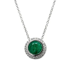 18ct White Gold Emerald & Diamond Isla Pendant