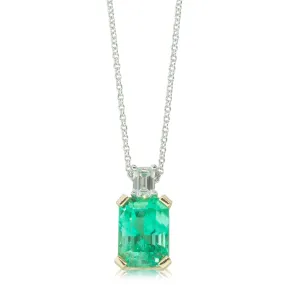 18ct Yellow & White Gold Emerald & Diamond Pendant