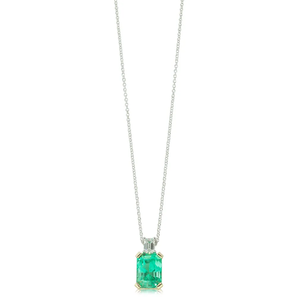 18ct Yellow & White Gold Emerald & Diamond Pendant