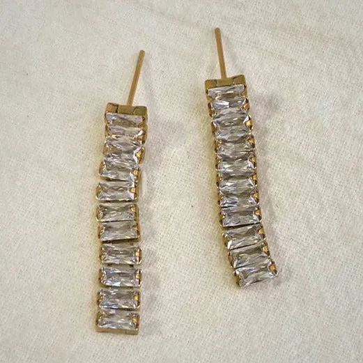 18K Gold-Filled Baguette Tennis Earrings