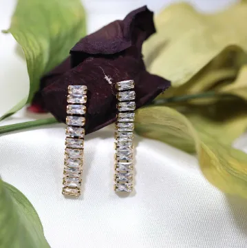 18K Gold-Filled Baguette Tennis Earrings