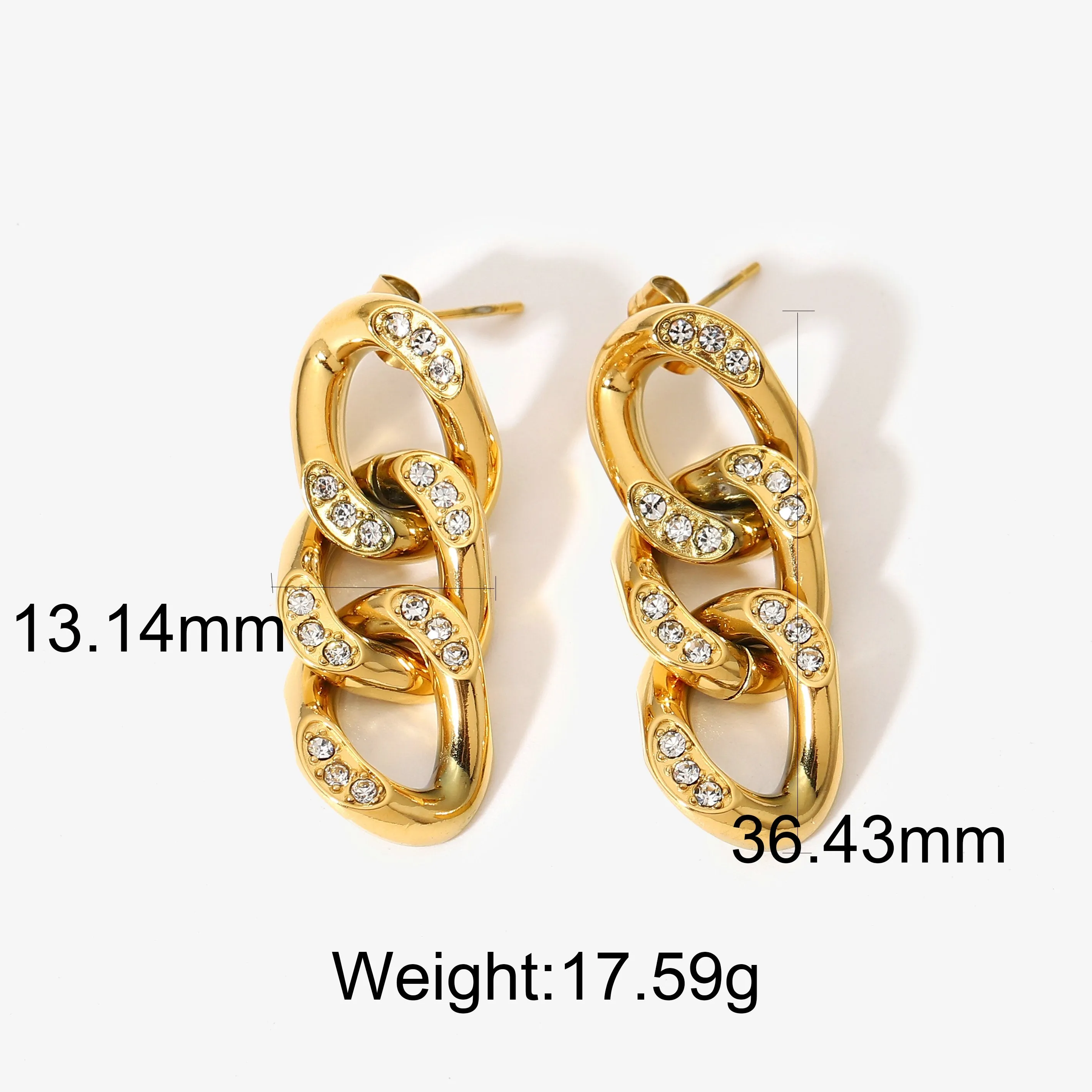 18K Gold-Filled Zircon Curb Drop Earrings