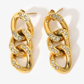 18K Gold-Filled Zircon Curb Drop Earrings