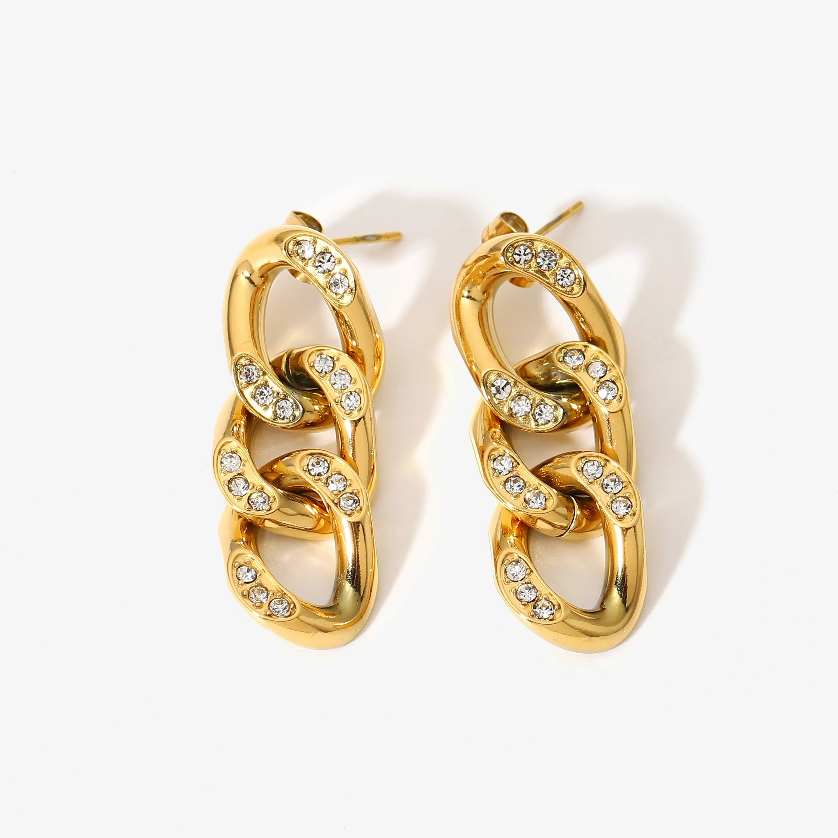 18K Gold-Filled Zircon Curb Drop Earrings