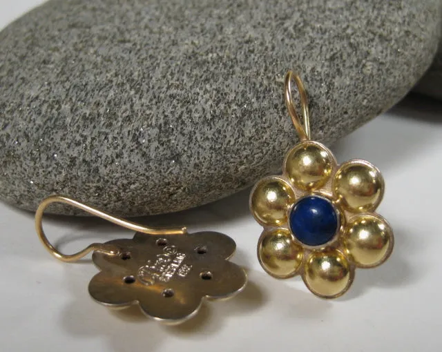 18k Gold Multi Dome Earrings with Lapis Lazuli