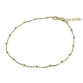 18K Plated Gold Anklet Bracelet With Ball Beads