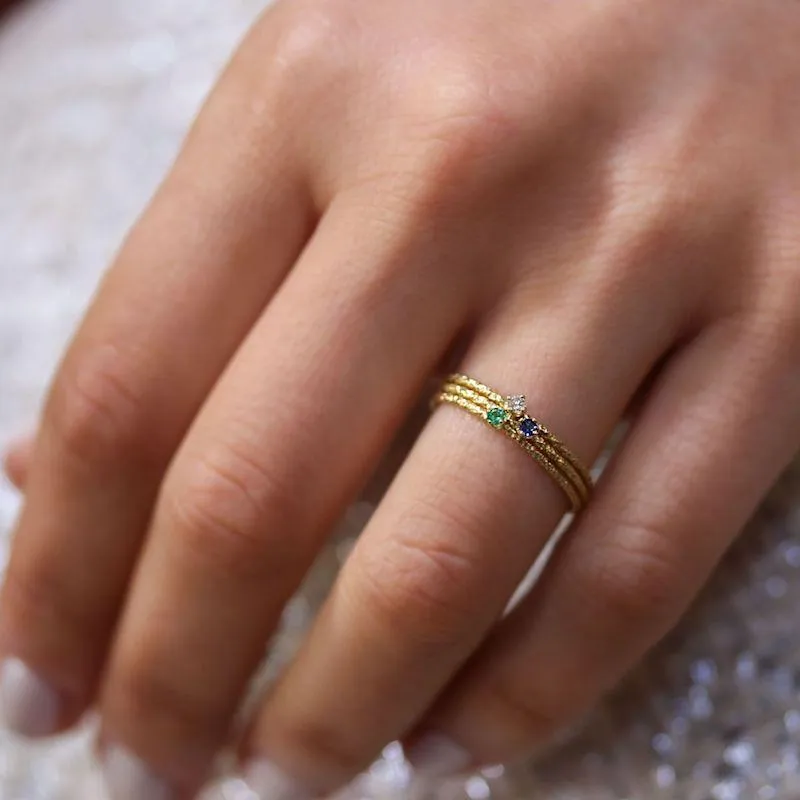 18k Tiny Twisted Emerald Ring