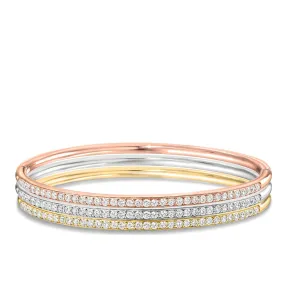 18k Tri-Color Embellished Bangle Set