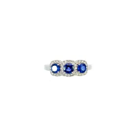 18K White Gold - Sapphire and Diamond Ring - J35620